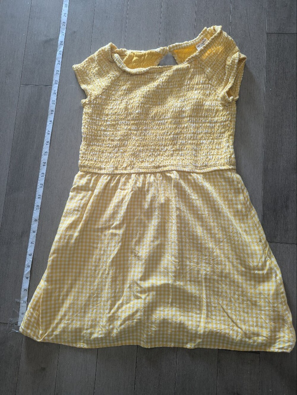 Girl Yellow Gingham Smocked Mini Dress Abercrombie &Fith Kids 13-14